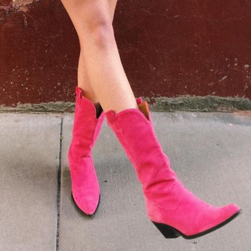 Hot Pink Suede cowboy boots